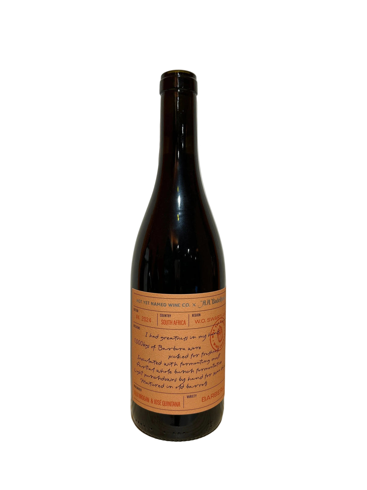 Barbera 2024, Not Yet Named Wine Co & AA Badenhorst