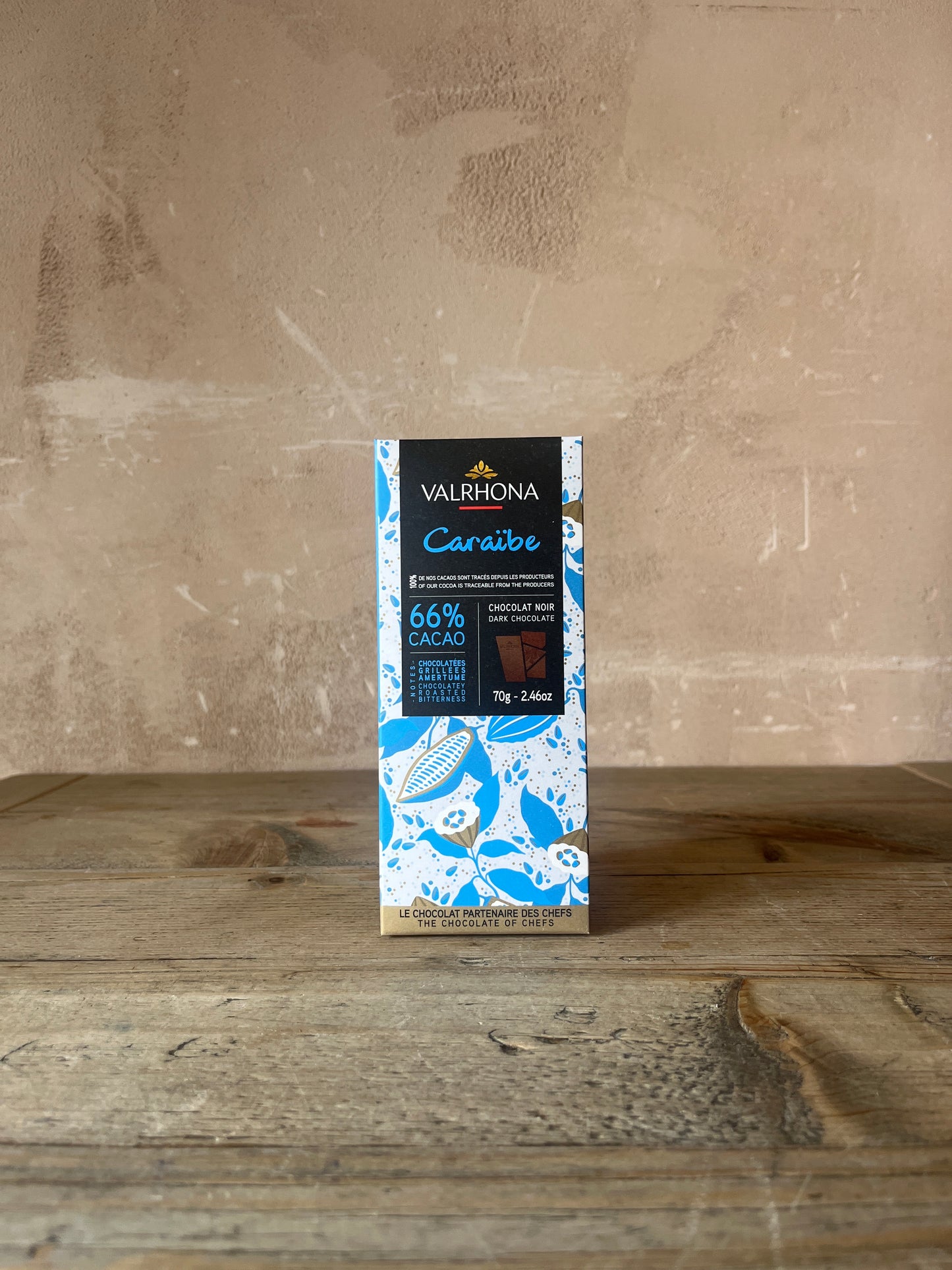 Valrhona Chocolate Dark Caraibe 66% Bar 70g