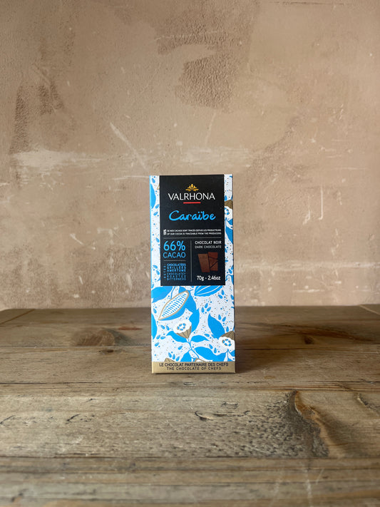 Valrhona Chocolate Dark Caraibe 66% Bar 70g