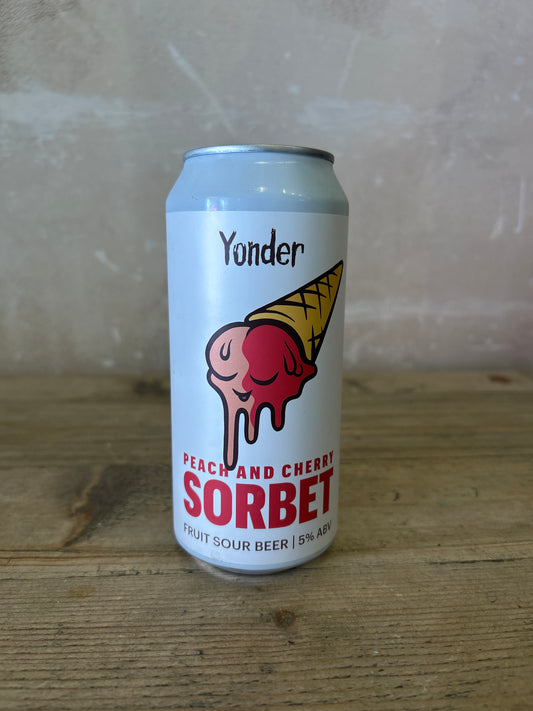 Yonder Brewing and Blending Peach & Cherry Sorbet Sour Beer 5% 440ml Can