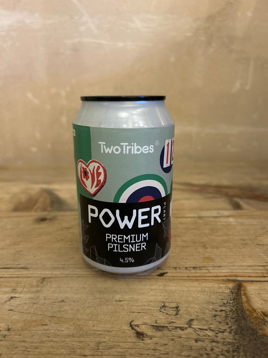 Two Tribes Power Plant 4.5% Gluten-Free Lager 330ml can