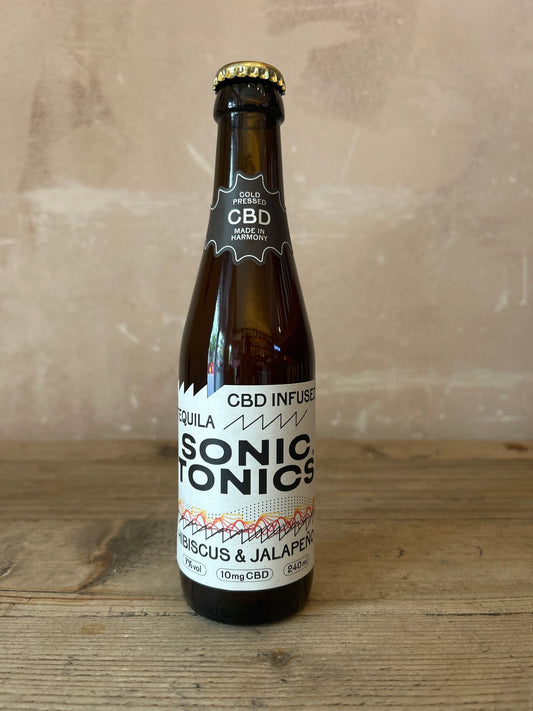 Sonic Tonics CBD Infused Sparkling Tequila Tonic - Hibiscus & Jalapeno 7% 240ml Bottle